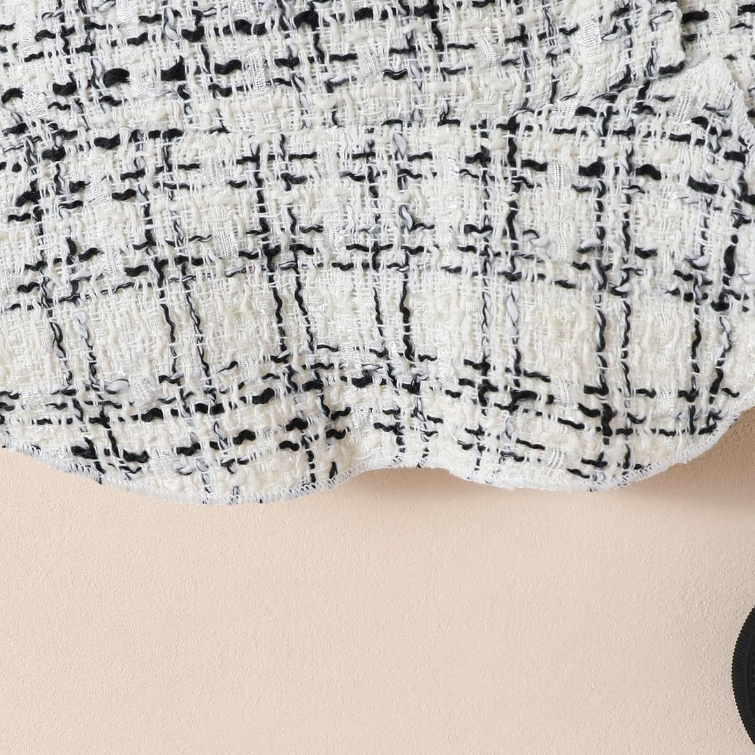 Kleinkind Baby Mädchen Kleidung Langarm Gerippte Oberteile Plaid Tweed Muster Rock Baskenmütze Herbs
