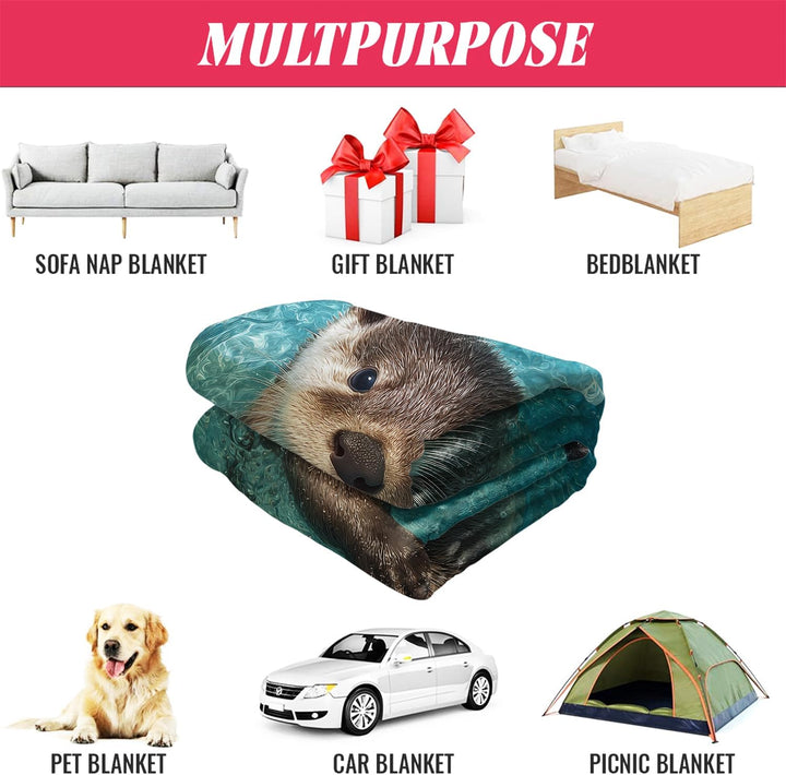Kuscheldecke mit Hyperrealistischer Otter, Super weiches Fleece, Überwurfdecke für Bettwäsche Cotch