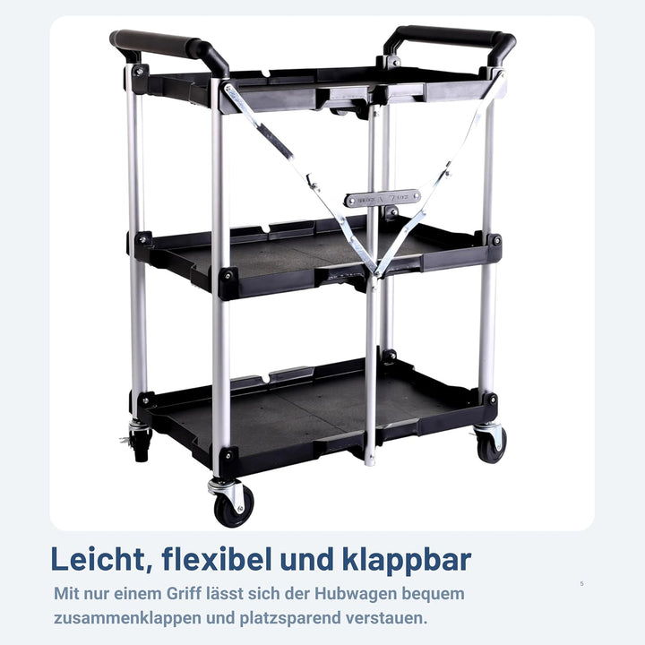 Pallit Servierwagen SERVE mit Rollen | 3 Ebenen | 75 kg Tragkraft | 600 x 380 mm | Rollwagen | Servi
