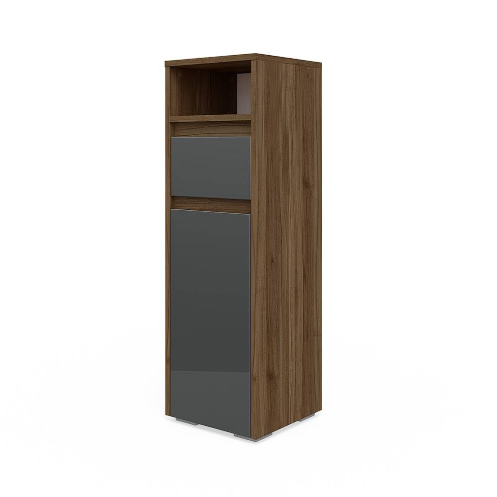 Vicco Midischrank Majest, Anthrazit Hochglanz/Nussbaum, 30 x 96 cm Anthrazit Hochglanz Midischrank,