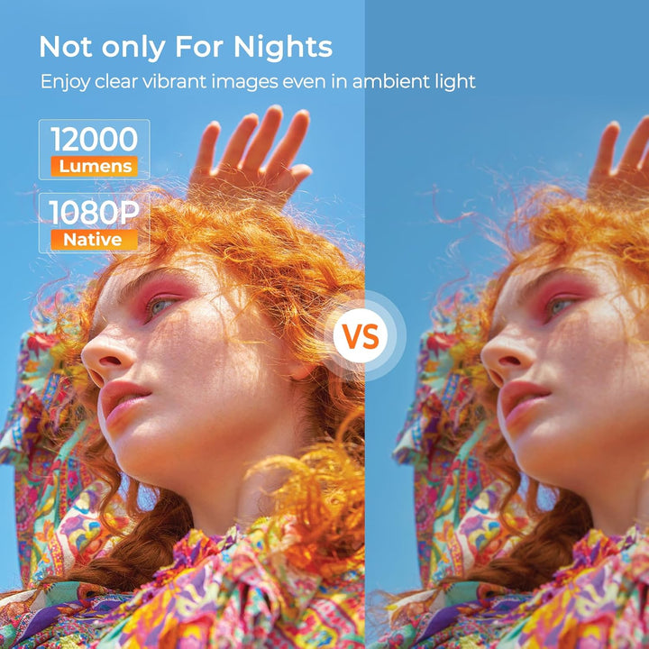 Smart Beamer Integrierte Apps 12000 Lumens Native 1080P 4K kompatibel, Autofokus Keystone Mini Proje