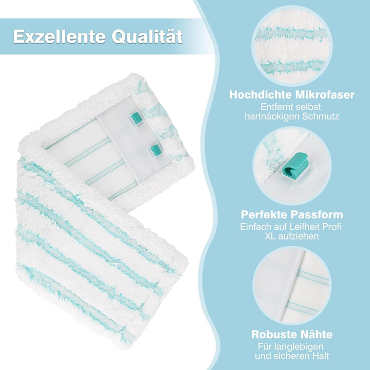 Tesmotor 6-Pack Ersatz Wischbezüge für Leifheit Profi XL Micro Duo, Bodenwischer Ersatzbezug für Lei