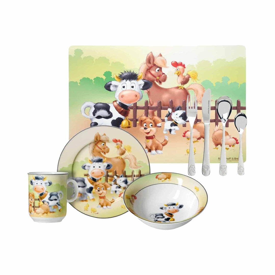 Ritzenhoff&amp; Breker Kindergeschirr-Set Hoftiere 3-teilig mit Platzset &amp; Besteckset | Tiere vom Bauern