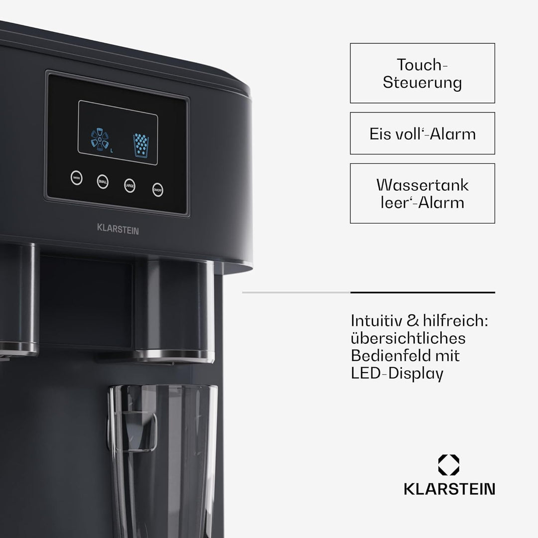 Klarstein Eiswürfelmaschine für Zuhause Camping Gastro, Schnelle Mini-Eiswürfelmaschine Klein, Profi