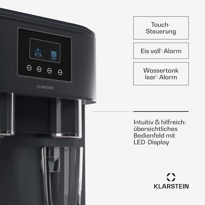 Klarstein Eiswürfelmaschine für Zuhause Camping Gastro, Schnelle Mini-Eiswürfelmaschine Klein, Profi