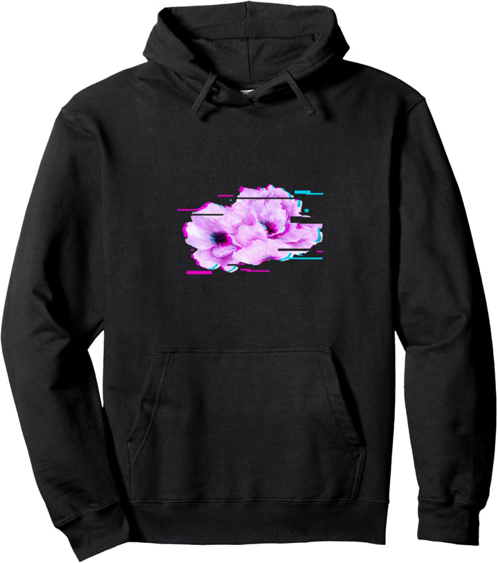 Blumen-Glitch-Effekt Ästhetisches Vaporwave Flower Glitch Pullover Hoodie