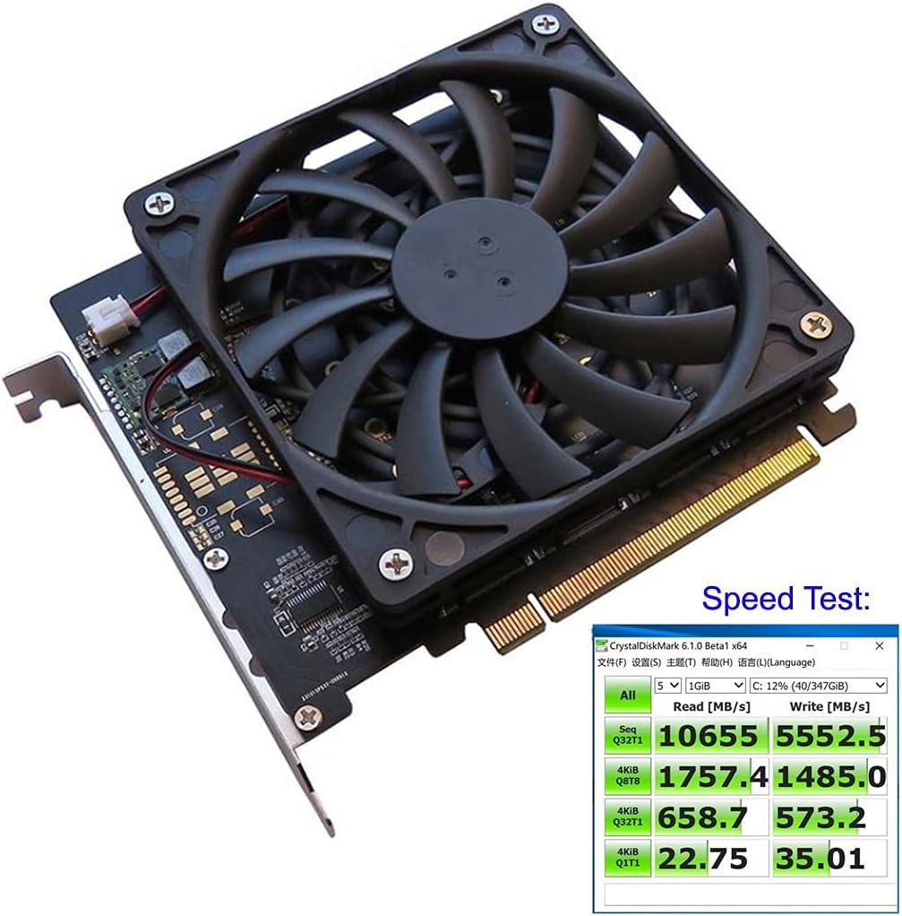 Xiwai 4 x NVME M.2 AHCI auf PCI-E Express 3.0 Gen3 X16 Raid Karte mit Lüfter VROC Raid0 Hyper Adapte