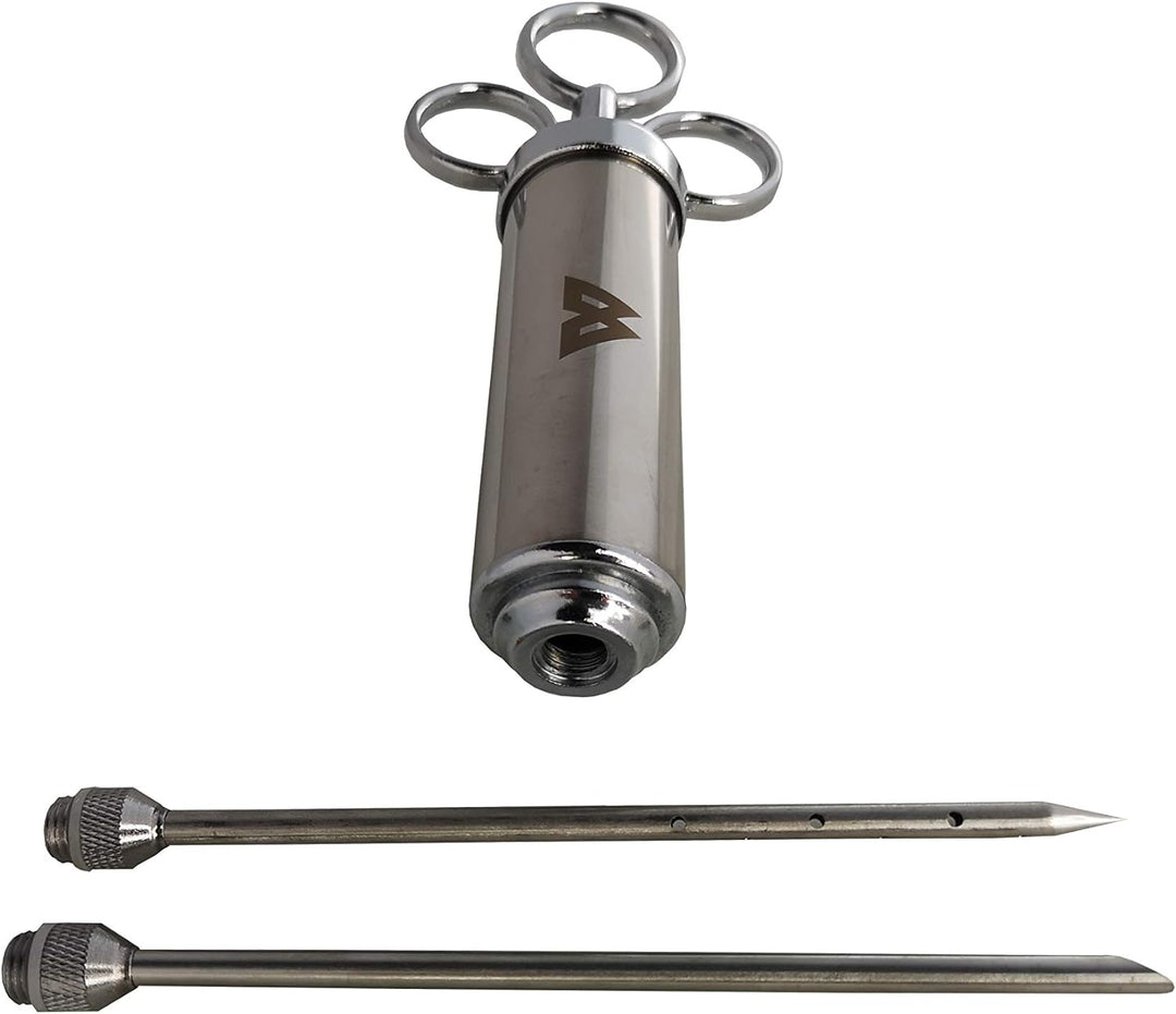 Edelstahl BBQ Marinierspritze Bratenspritze Gewürzspritze 60 ml, 2 Marinadenadel