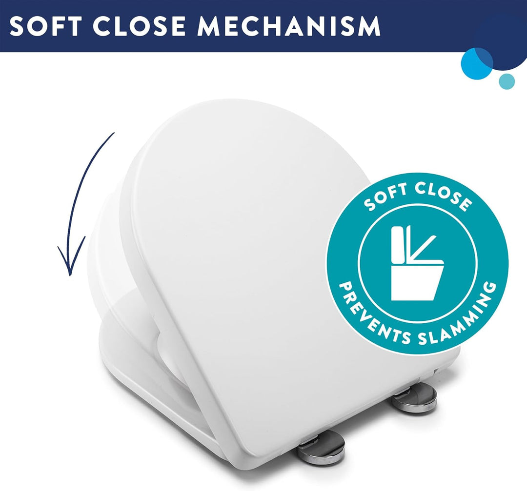 Croydex WL601522H Flexi-Fix Eyre D-förmiger WC-Sitz, passt nicht, rutscht nicht, langsam schliesst,