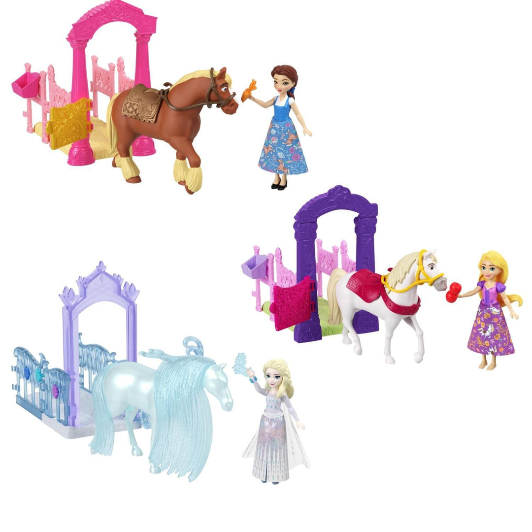 Disney Prinzessinnen-Spielset Stall mit Pferd, Pflege- und Bürstenzubehör, öffnende Türen und Futter