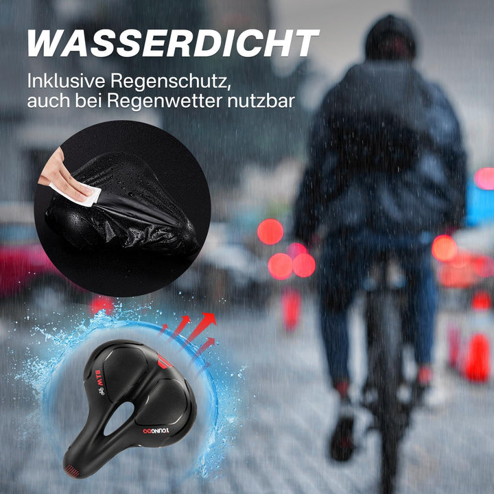YOUNGDO Fahrradsattel, Gel Fahrradsitz, breiter, weicher, komfortabel atmungsaktiv stossdämpfend, Er