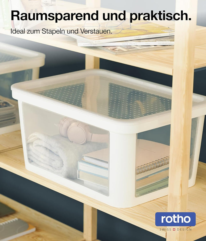 Rotho Albris Aufbewahrungsbox Deckel, Kunststoff (PP recycelt), blau/transparent, 45l, (57 x 39,2 x