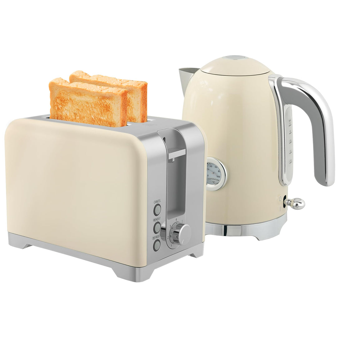 HOMCOM Wasserkocher Toaster Set, 2200 W, 1,7 L Edelstahl Wasserkocher 2 Scheiben Toaster mit Otter-T