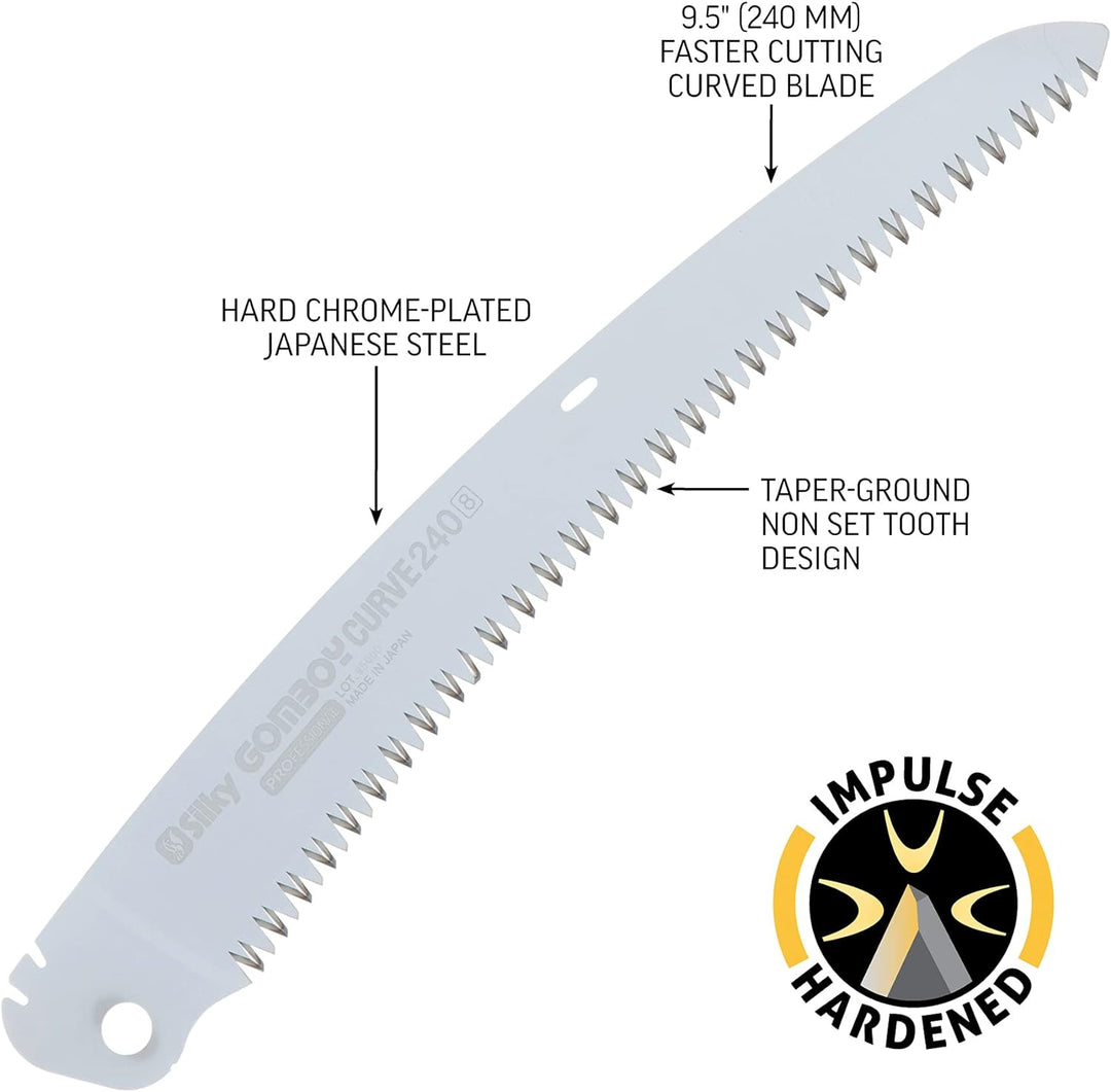 Silky Ersatzblatt für Silky Säge Gomboy Curve 240mm grob, mit gebogener Klinge 240mm Ersatzblatt, 24