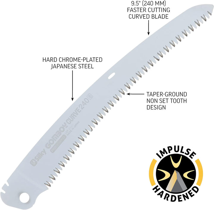 Silky Ersatzblatt für Silky Säge Gomboy Curve 240mm grob, mit gebogener Klinge 240mm Ersatzblatt, 24