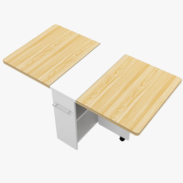 GarveeHome Klappbarer Esstisch, Platzsparender Esstisch Im Landhausstil Mit 4 Ablageflächen, 6 Rolle
