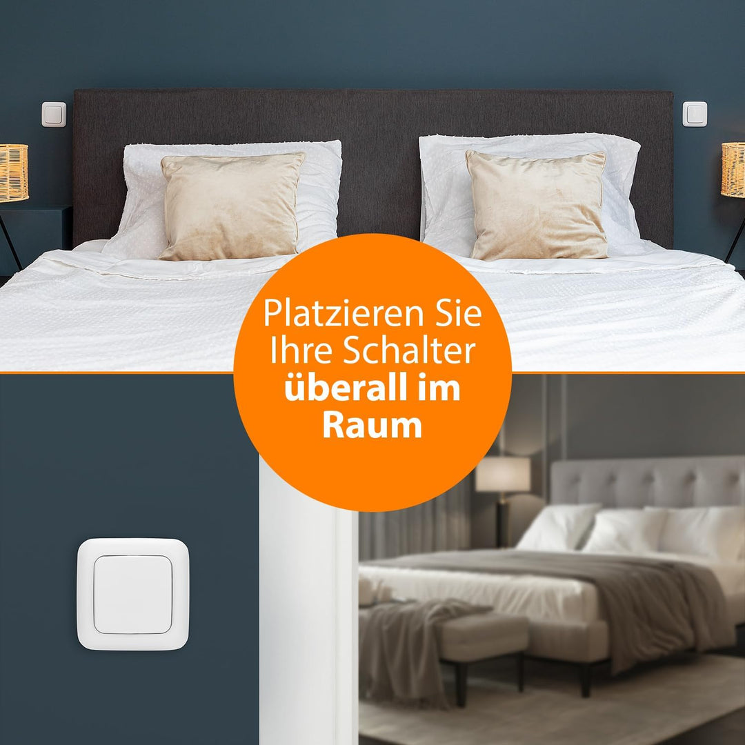 Smartwares SH4-99567 Schlafzimmer-Lichtschalterset – Plug & Connect – 1 Einbauschalter – 3 Wandschal