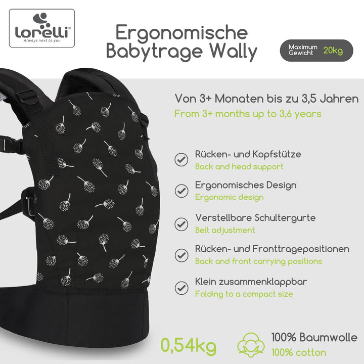 Lorelli Babytrage Wally ab 3 Monate, Kindertrage, Ergonomisches Design, Atmungsaktives Material, Ver
