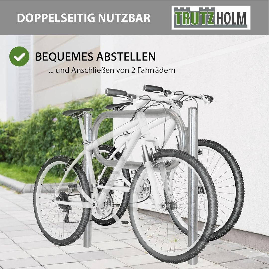 TRUTZHOLM 2x Fahrradanlehnbügel 115 x 124 cm mit Mittelrahmen Stahl feuerverzinkt Ø 60 mm zum Einbet
