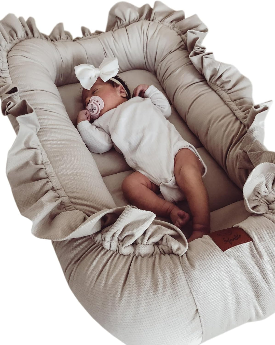 Capability- Babynest Neugeborene| Babykokon aus Baumwolle mit Rüschen| 90x60 cm| Samt| Bilateral Bet