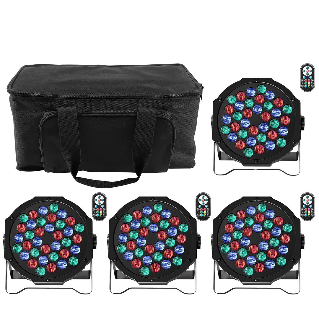 4 Stück 36 LED Par Scheinwerfer mit Bag, RGB Bühnenlicht DMX Disco licht mit Fernbedienung, Effektst