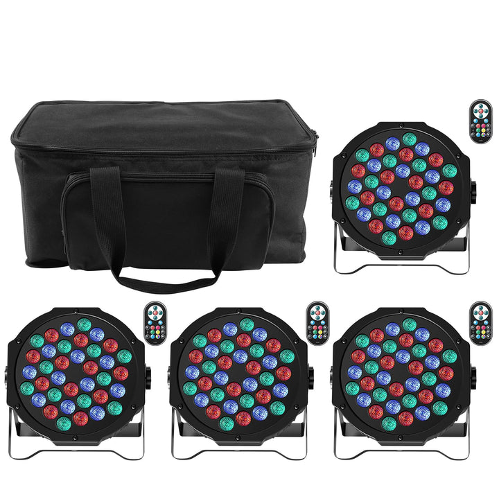 4 Stück 36 LED Par Scheinwerfer mit Bag, RGB Bühnenlicht DMX Disco licht mit Fernbedienung, Effektst