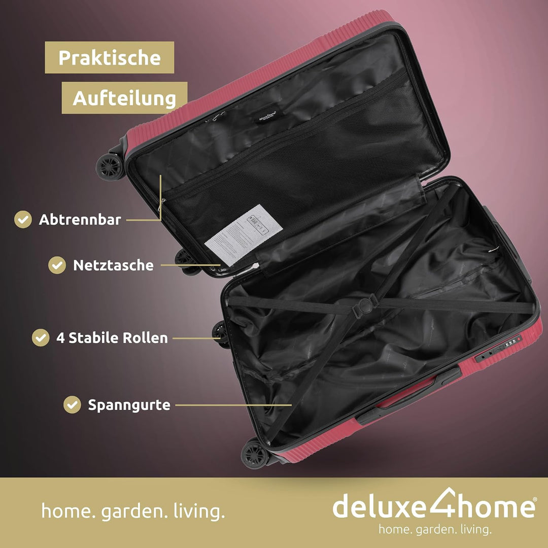 4 TLG. Hartschalenkofferset Reisekoffer Koffer &amp; Trolley Burgunder Rot I Kofferset ABS-Hartschale mi