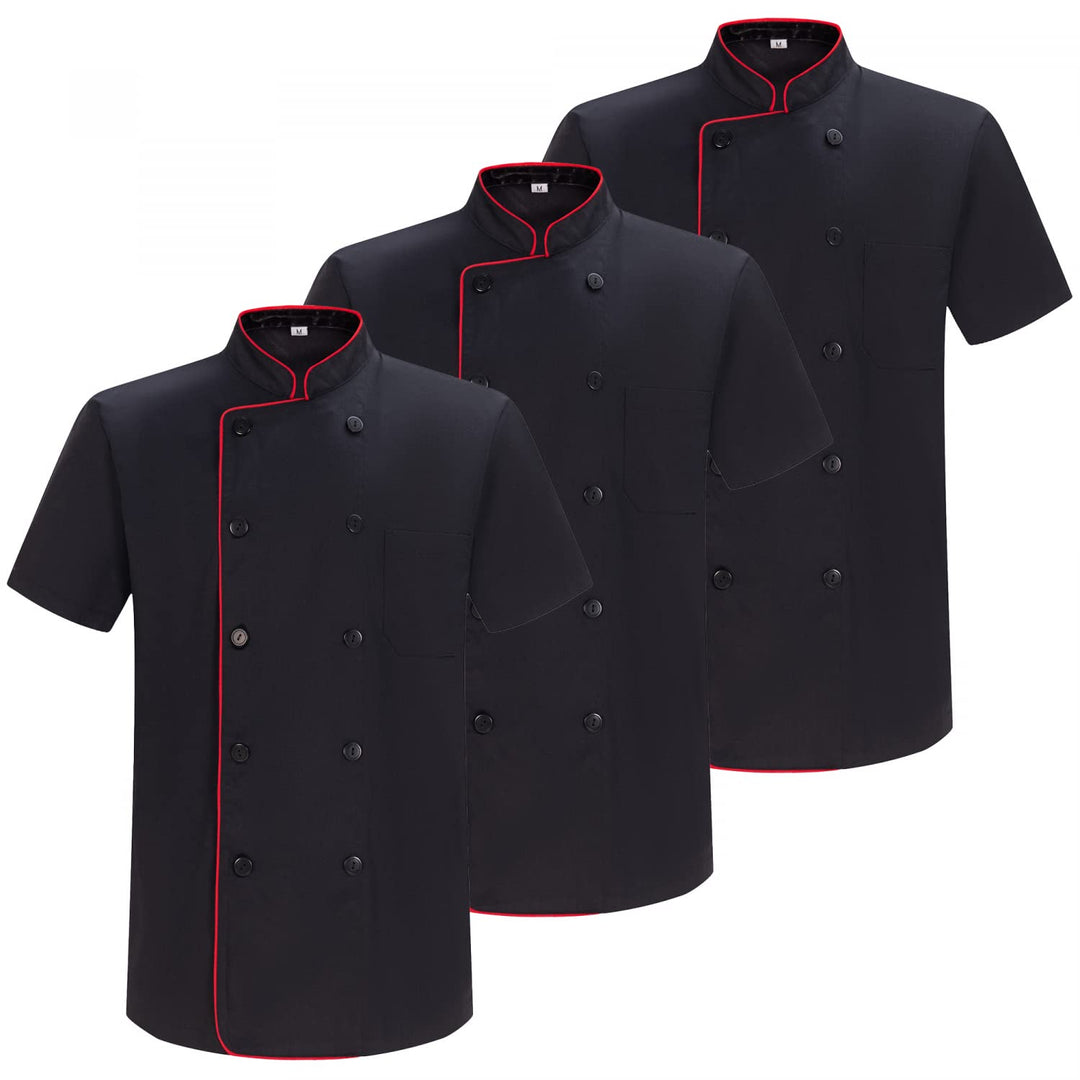 MISEMIYA - Pack 3 Einheiten -KOCHJACKEN Herr MIT Kurze ÄRMEL - Ref.8421 XL Schwarz 21, XL Schwarz 21