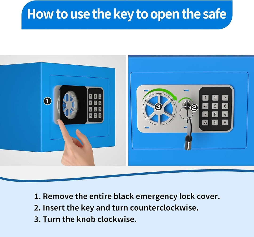 Digitaler Safe 6,8 l, kleiner Tresor für Zuhause, elektronische Sicherheitskassette, Wandtresor fürs