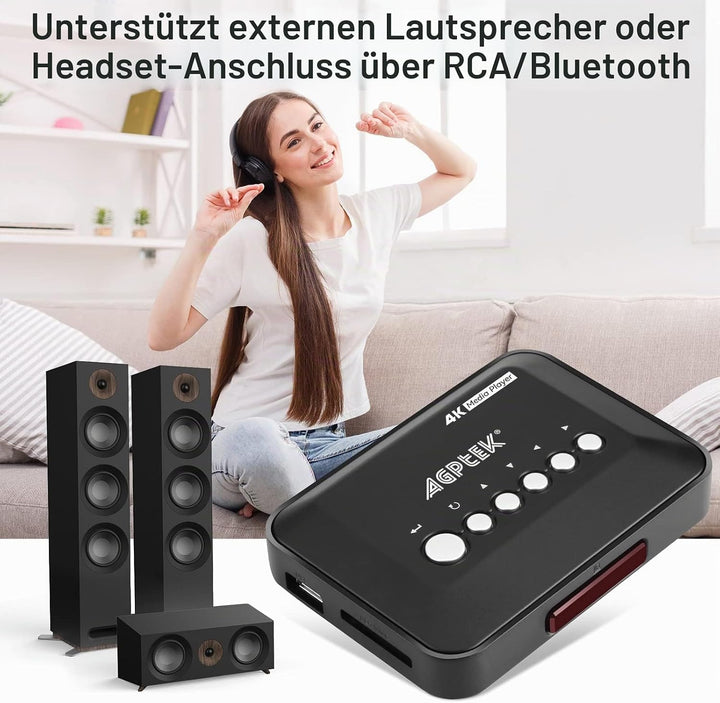 AGPTEK 1080P Full HD Digital Multi TV Mediaplayer Medienspieler Medienspieler mit Fernbedienung für