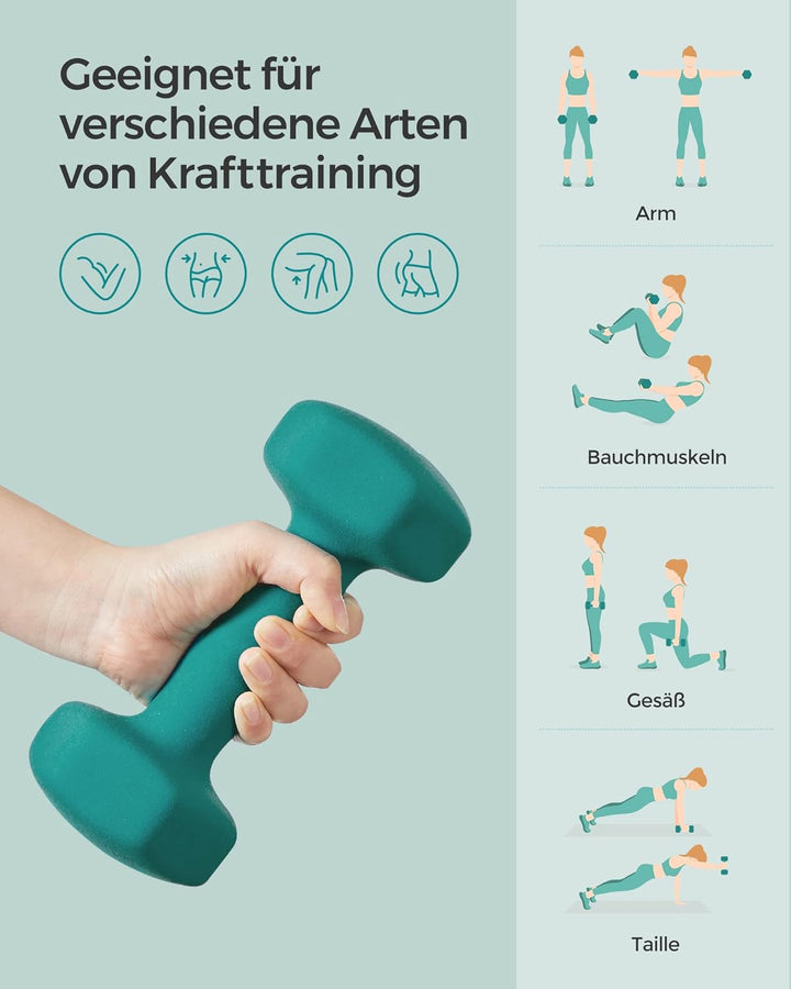 SONGMICS Hanteln, 2er Set,Hantelset, Kurzhanteln, Hexagon, Neopren-Beschichtung, Krafttraining, Work