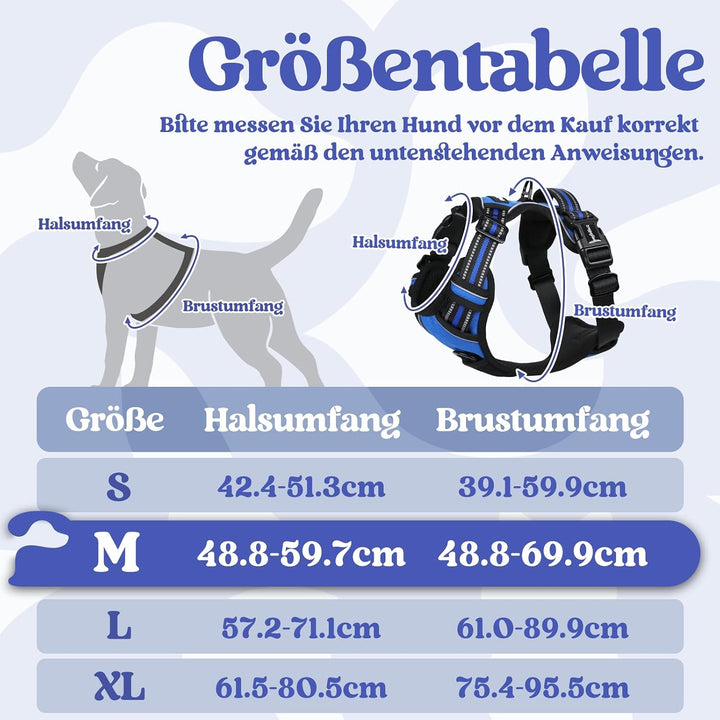 rabbitgoo Hundegeschirr Mittelgrosse Hunde, Hundegeschirr ohne Zug, Verstellbare Geschirr Hund ohne