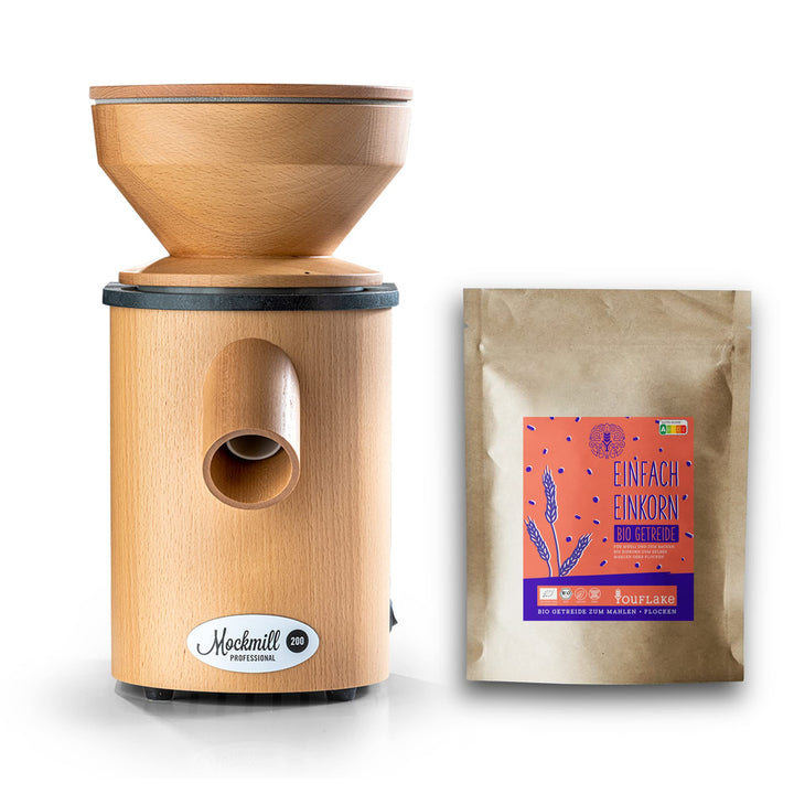 Getreidemühle Mockmill Professional 200 | frisches Mehl | Made in Germany |+ 2,5 kg Bio Einkorn Prof