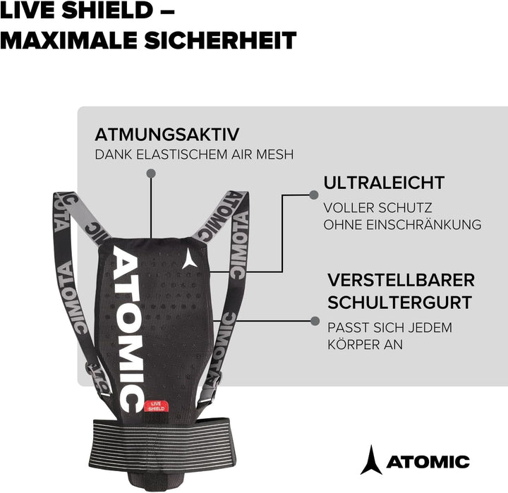 ATOMIC Live Shield Ski-Rückenprotektor XS Schwarz, XS Schwarz