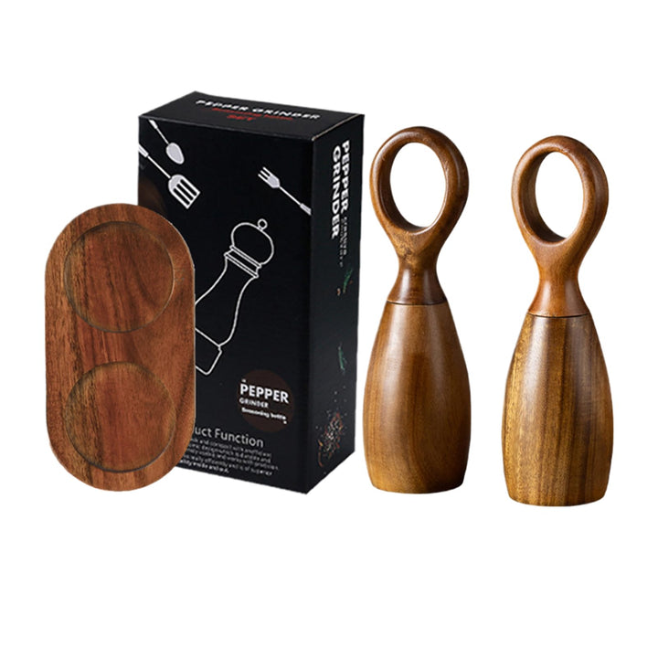Holz Salz- Und Pfeffermühlen-Set 2er Holz, Manuelle Mahlgradverstellung