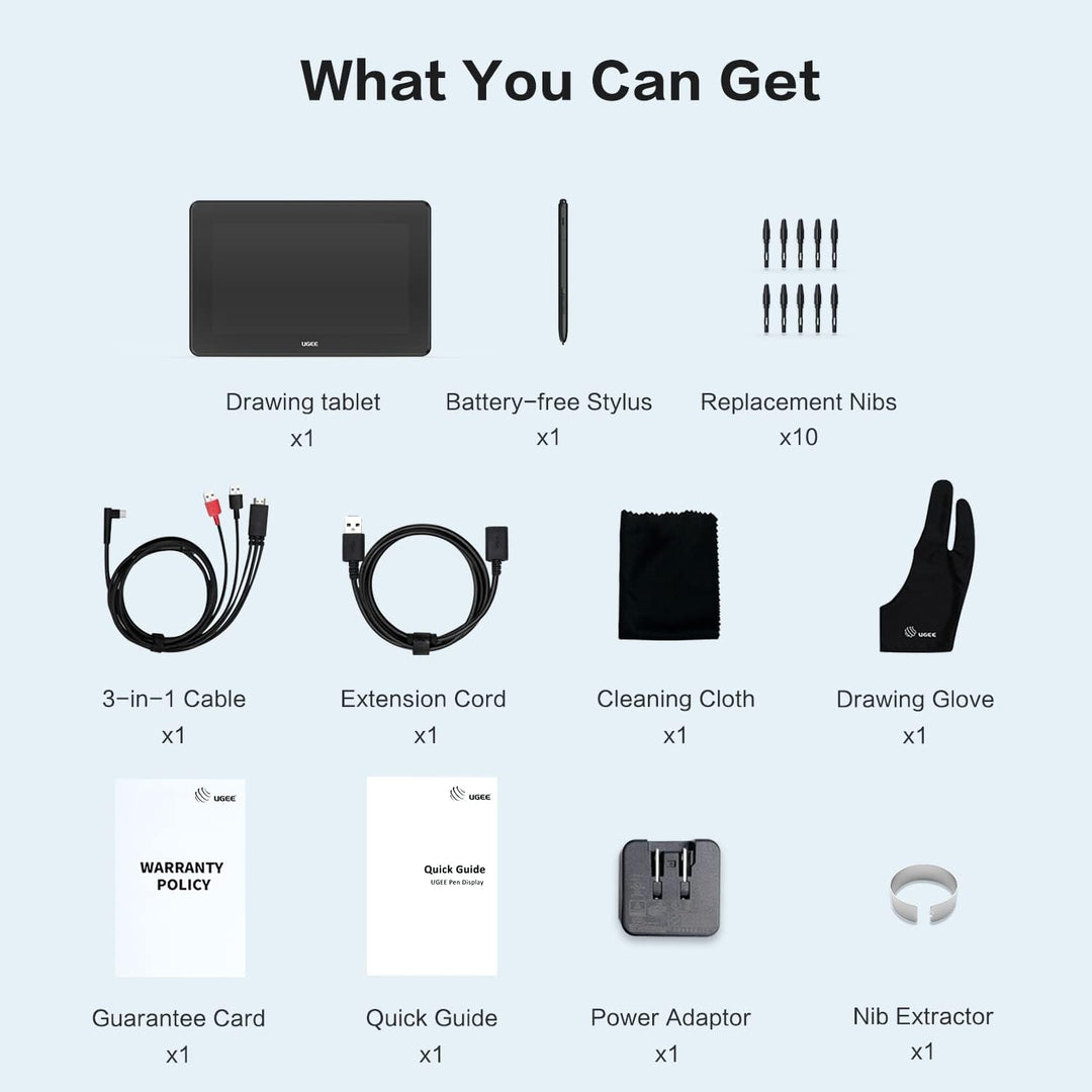 UGEE U1600 15,4-Zoll Grafiktablett mit Display, 127% sRGB Anti-Glare-Grafikmonitor, 8192 Levels Batt