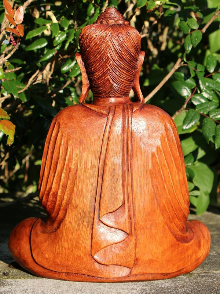 Wogeka - Super schöner 30 cm Thailand Buddha Meditation - Handarbeit aus Holz geschnitzt als besonde