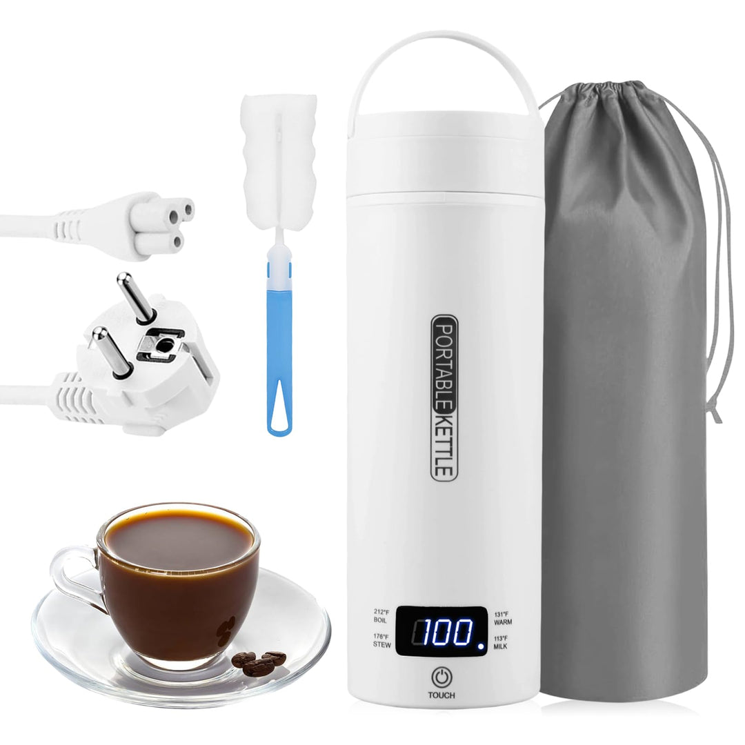Reisewasserkocher Klein, 500 ML Mini Reisewasserkocher, Kleiner Tragbarer Elektrischer Wasserkocher