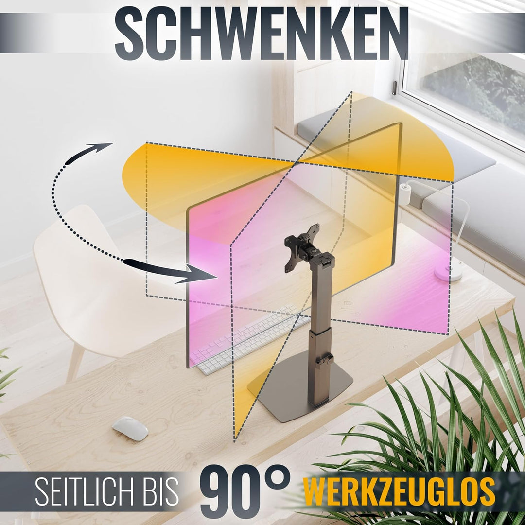 RICOO Monitor Halterung Tisch, VESA Tischhalterung für 17-32 Zoll, Monitorhalterung 1 Monitor Arm TS