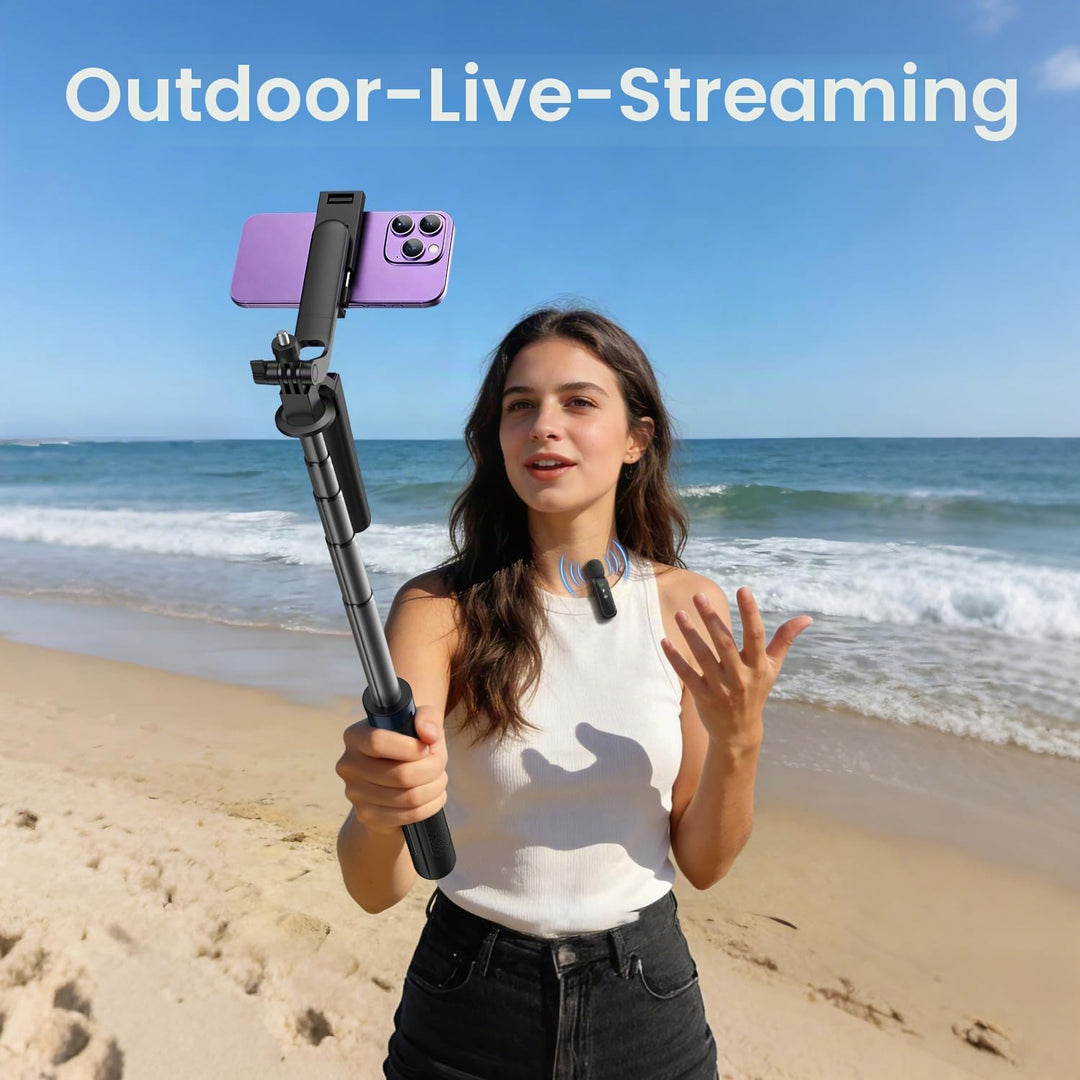 yAyusi Vlogging-Kit für iPhone/Android, 180 cm Ausziehbares Selfie-Stick-Stativ mit Licht, Fernbedie