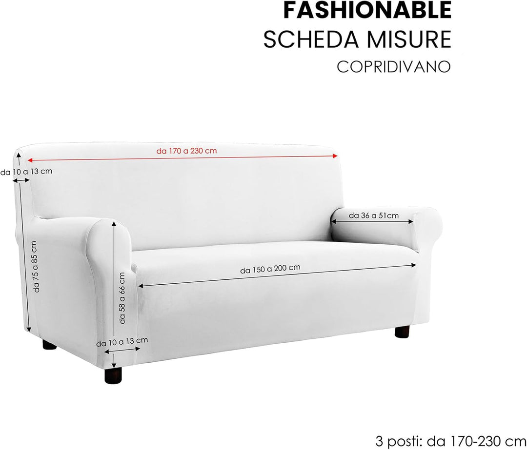 Sogni e capricci “Fashionable” Sofa Abdeckung, Hell grau, 3 Plätze Hell Grau 3 Plätze, Hell Grau 3 P