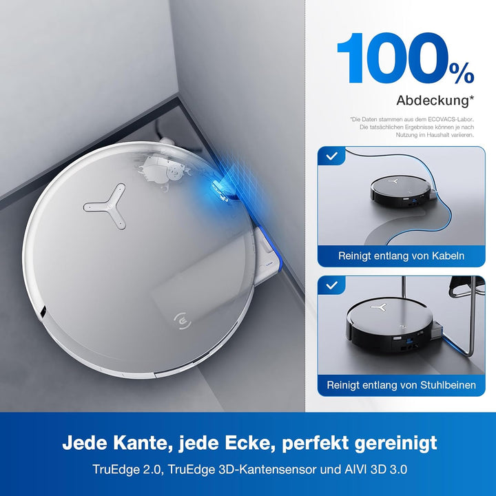 ECOVACS DEEBOT X8 Omni Saugroboter mit Wischfunktion, 18.000 Pa, OZMO Roller Wischwalze mit kontinui