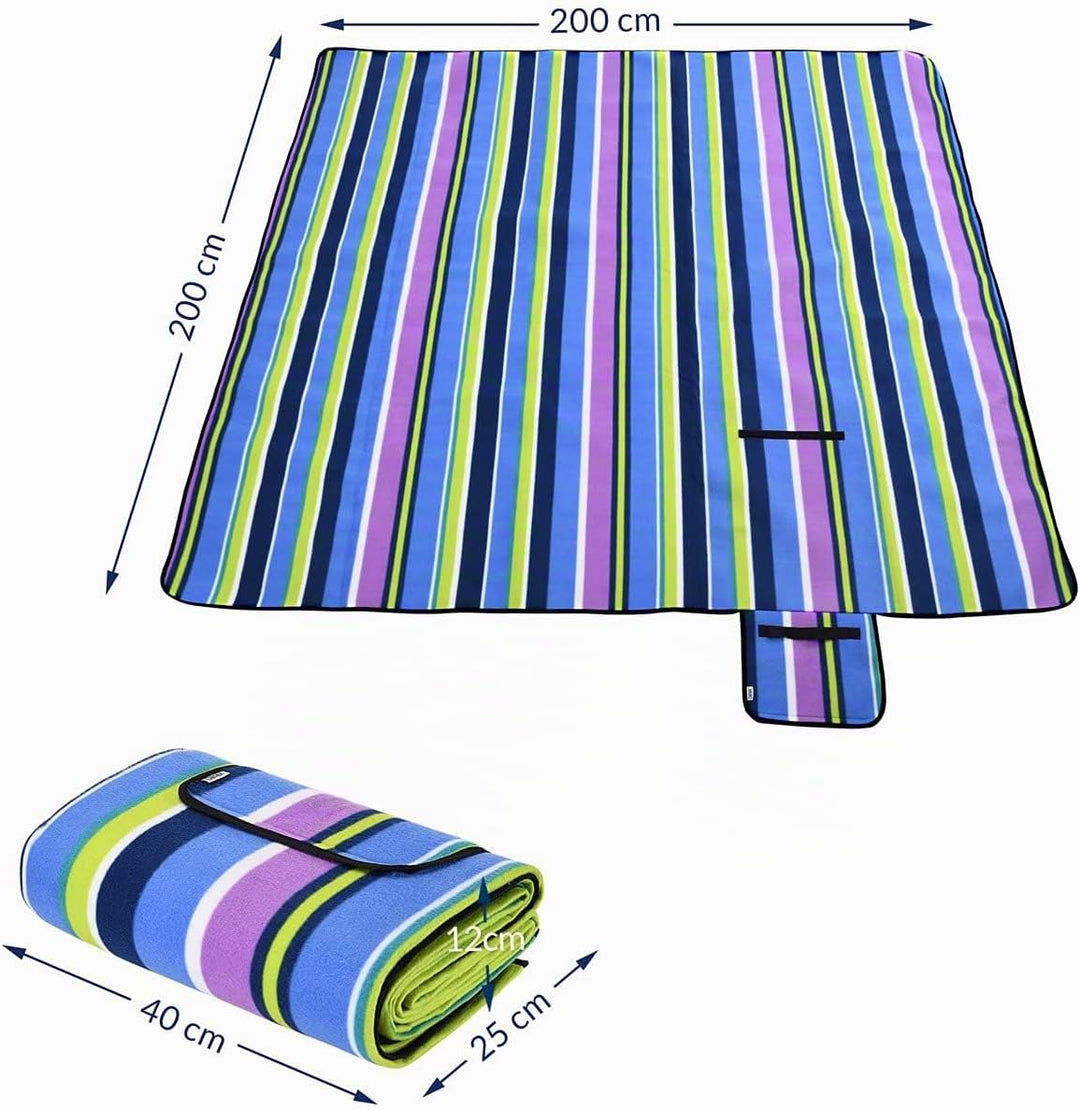 DETEX® Picknickdecke Campingdecke XXL 200x200 cm Wasserdicht Wärmeisoliert Waschbar Fleece Faltbar f
