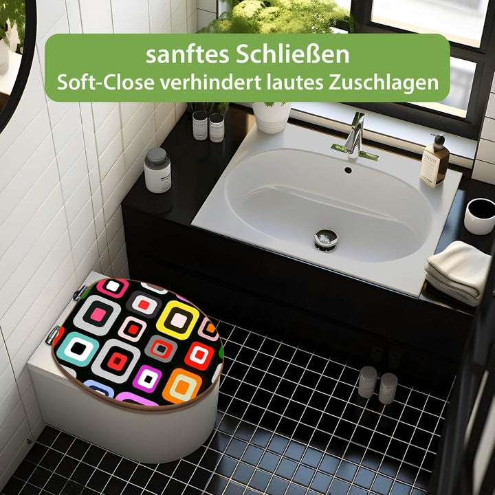 banjado Design WC Sitz Bambus Absenkautomatik 45,8x37,5cm - Toilettendeckel mit Absenkautomatik Holz
