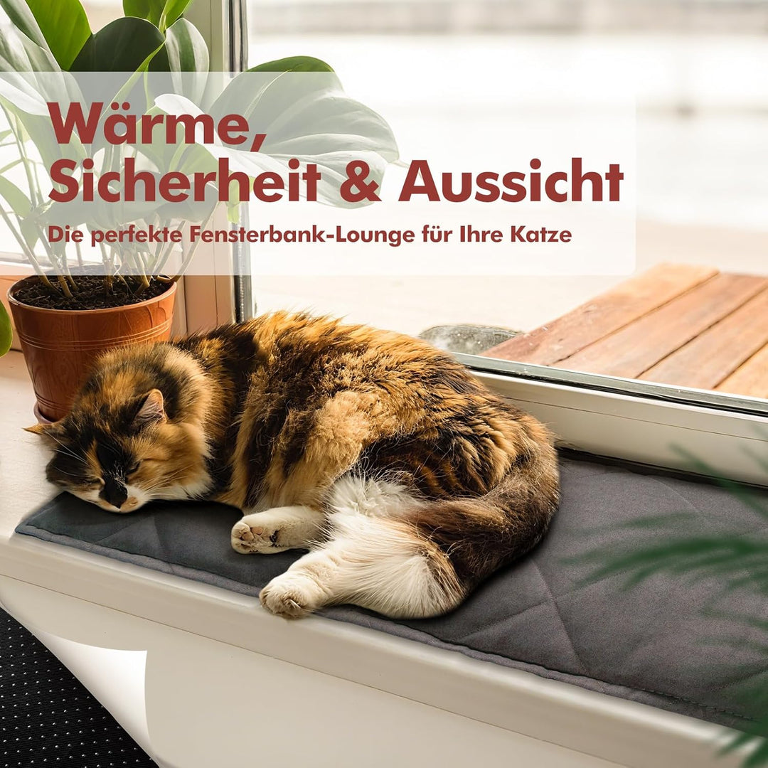 Mora Pets Katzen Fensterliege Fensterbank rutschfest, Selbstheizende Katzendecke für Fenster, Wärmed