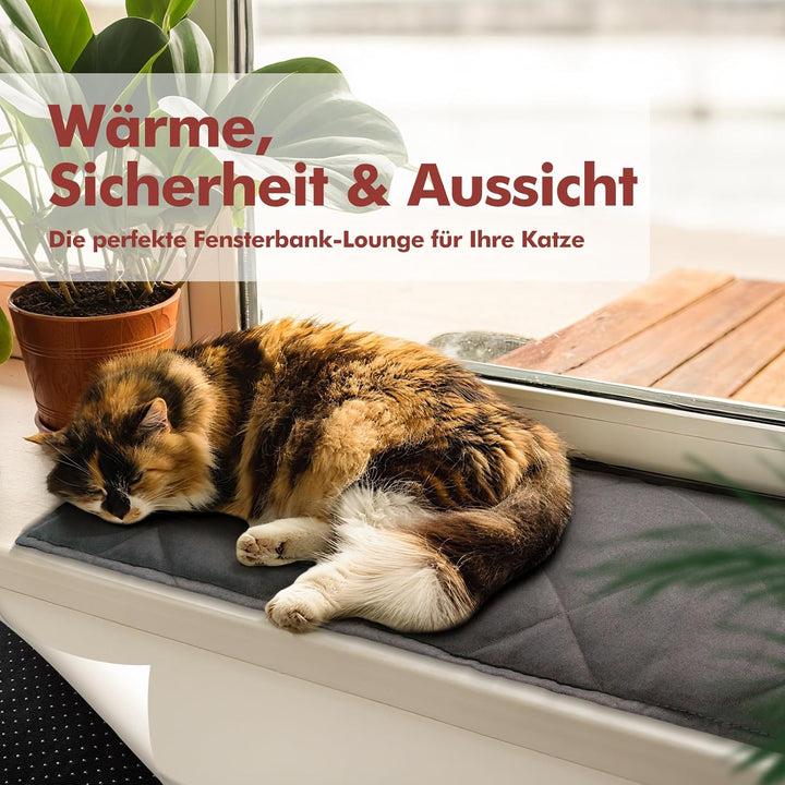 Mora Pets Katzen Fensterliege Fensterbank rutschfest, Selbstheizende Katzendecke für Fenster, Wärmed