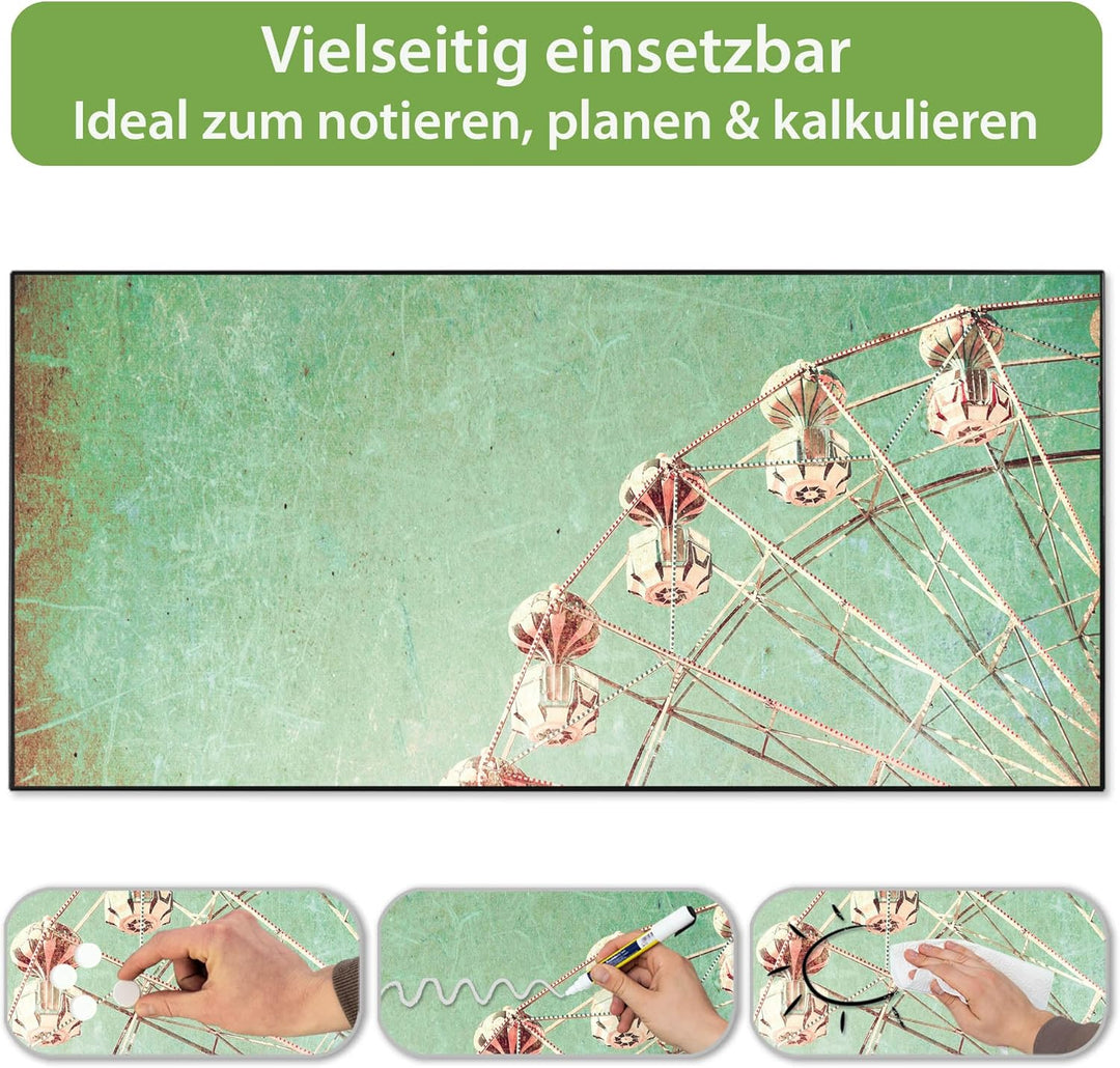 banjado Magnettafel schwarz 78 x 37cm / Magnetwand Metall/Magnetpinnwand als Memoboard/Pinnwand Magn