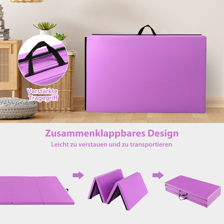 GOPLUS Turnmatte klappbar, 240x116x5cm Weichbodenmatte mit Tragegriffen & Klettverschlüssen, Gymnast