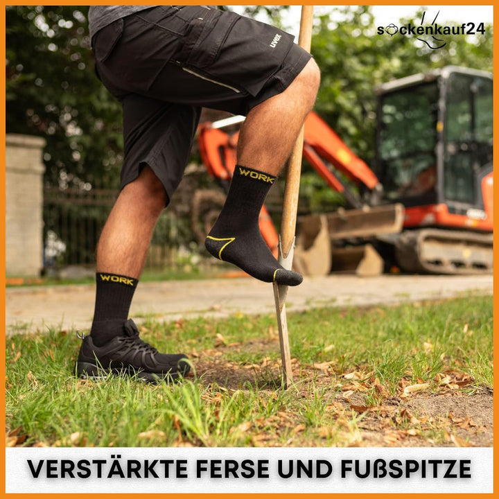 Herren Arbeitssocken (10 oder 20 Paar) WORK Socken Baumwolle 43-46 20 Paar | Schwarz, 43-46 20 Paar