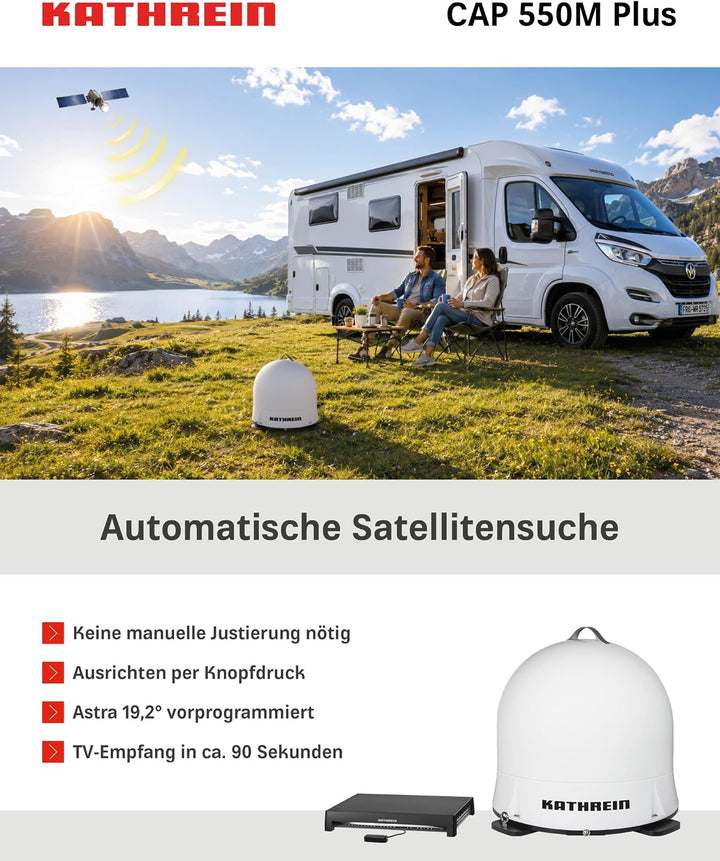 KATHREIN Cap 550M Plus – Vollautomatische Camping-Sat-Antenne – Weiss